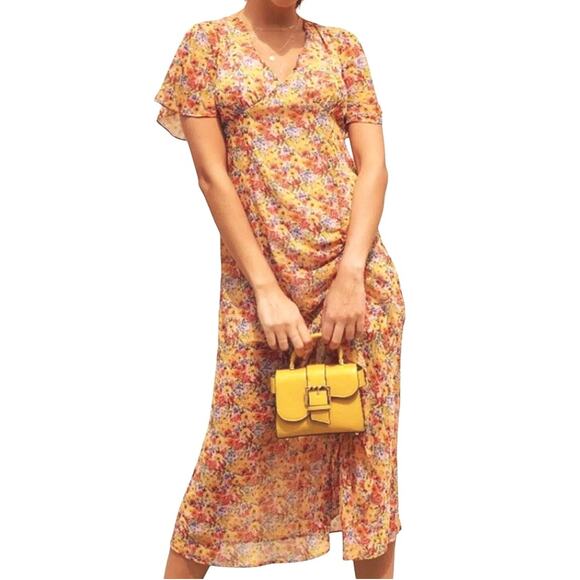 TOPSHOP Pastel Floral Angel Short Sleeve Midi Partly Sheer Dress Size 2 NWT - Picture 2 of 13